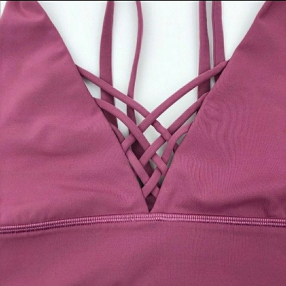 🌸AvaiLable💕inQuire🌸RARE♡Lululemon Strappy LongLine Plunge Cage Bra Moss Rose - Picture 8 of 11